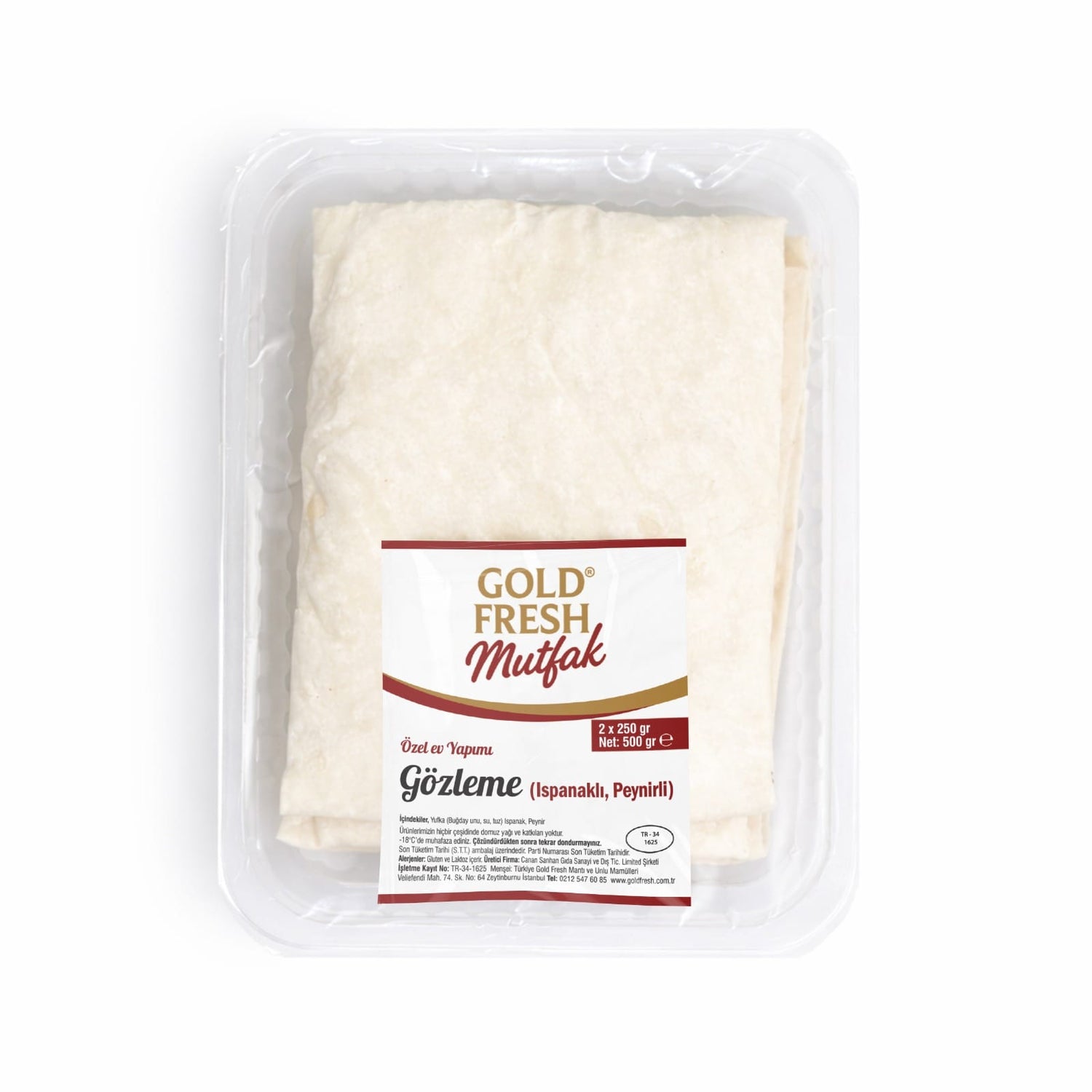 Goldfresh Mutfak Gözleme Özel Ev Yapımı (Ispanaklı-Peynirli) 500Gr